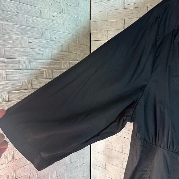 Lane Bryant blouse black button up 3/4 length sleeve Lagenlook goth plus size - Picture 4 of 11